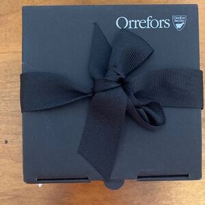 Orrefors Black Gift Box with Ribbon with new Votive inside.